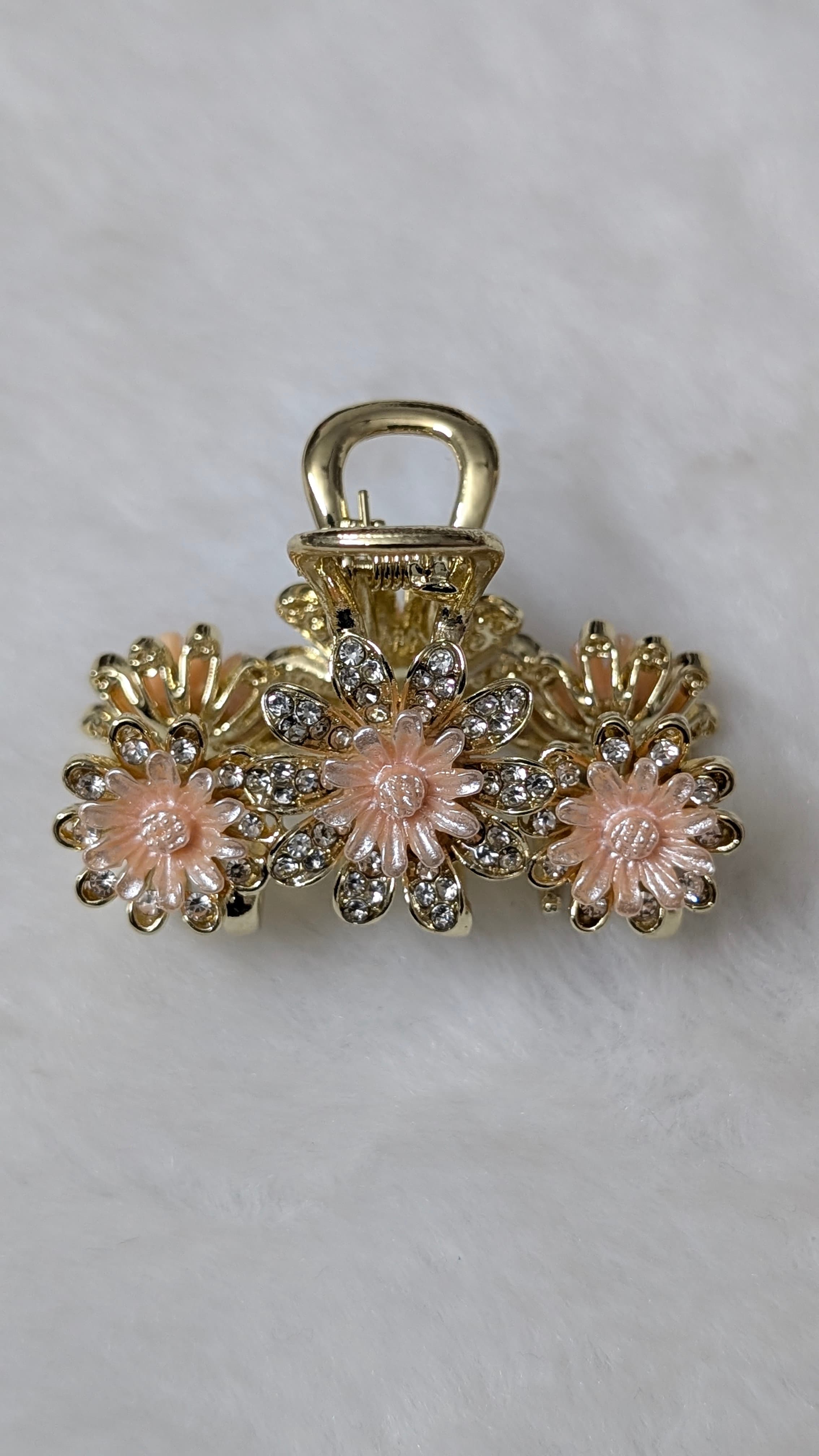 Floral Rose with Crystal Studs Catcher Clip