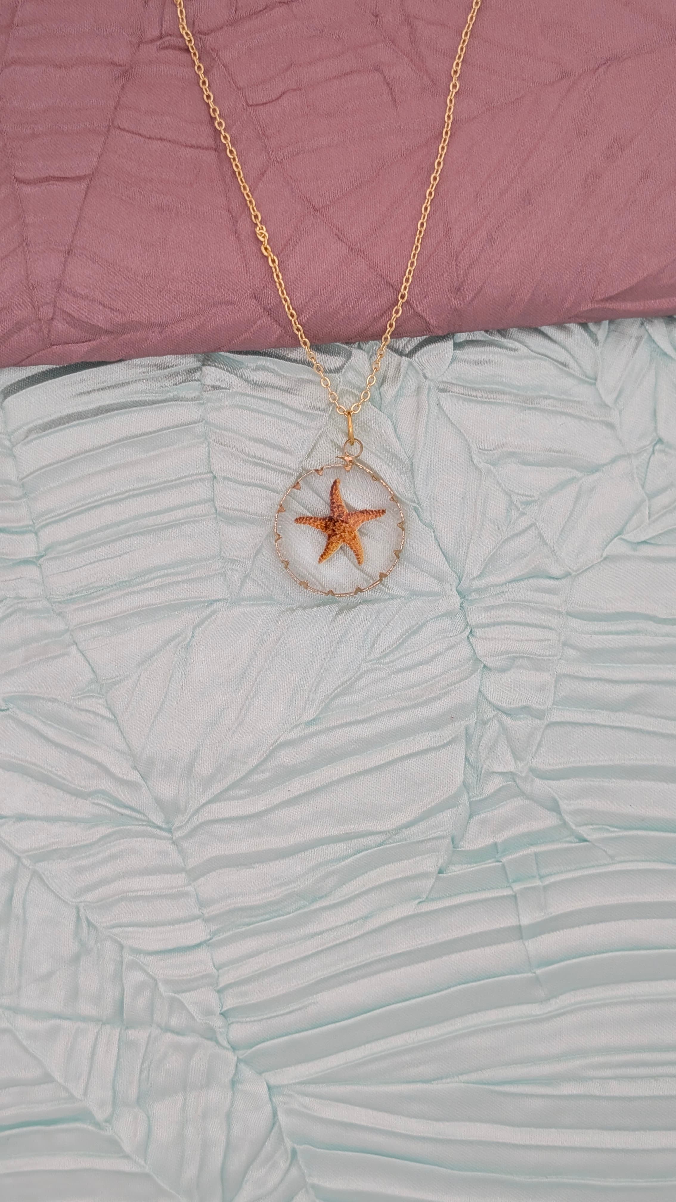 Star Fish Encased Pendant with Chain